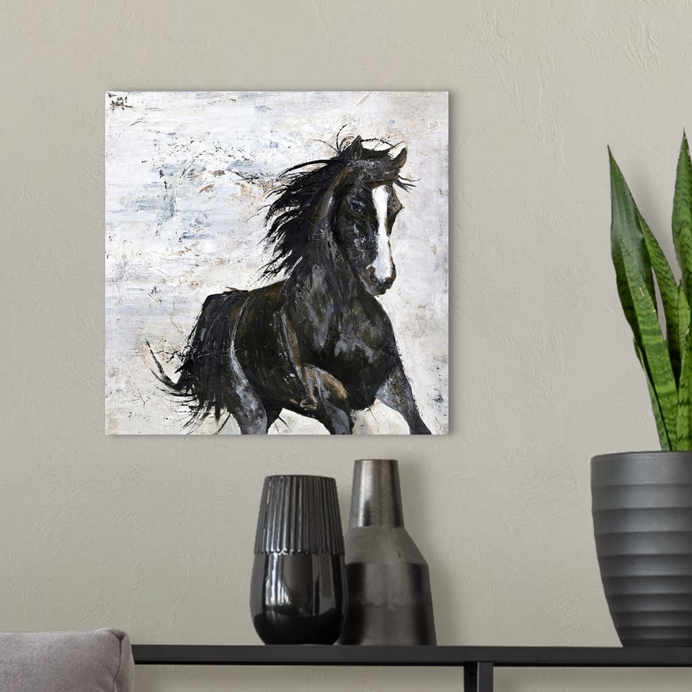 A modern room featuring Wild Horse 1
