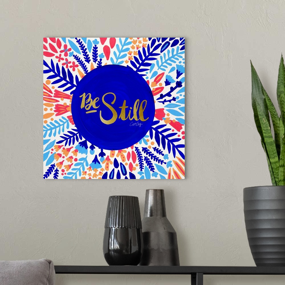 A modern room featuring Be Still Circle - Navy