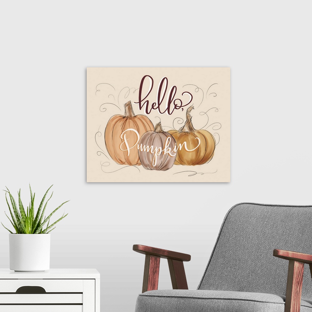 A modern room featuring Hello Pumpkin Card