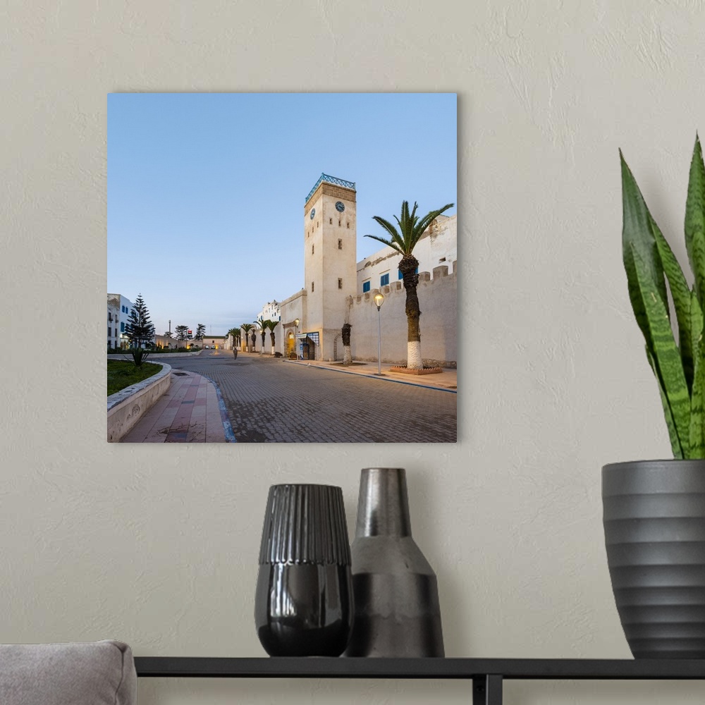 A modern room featuring Morocco, Marrakesh-Safi (Marrakesh-Tensift-El Haouz) region, Essaouira. Place d'Horloge, clocktow...
