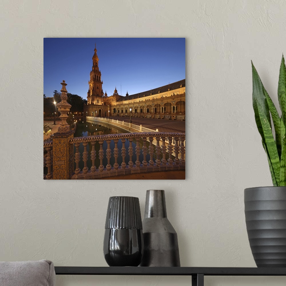 A modern room featuring The Plaza de Espana is a plaza located in the Maria Luisa Park, in Seville, Spain.