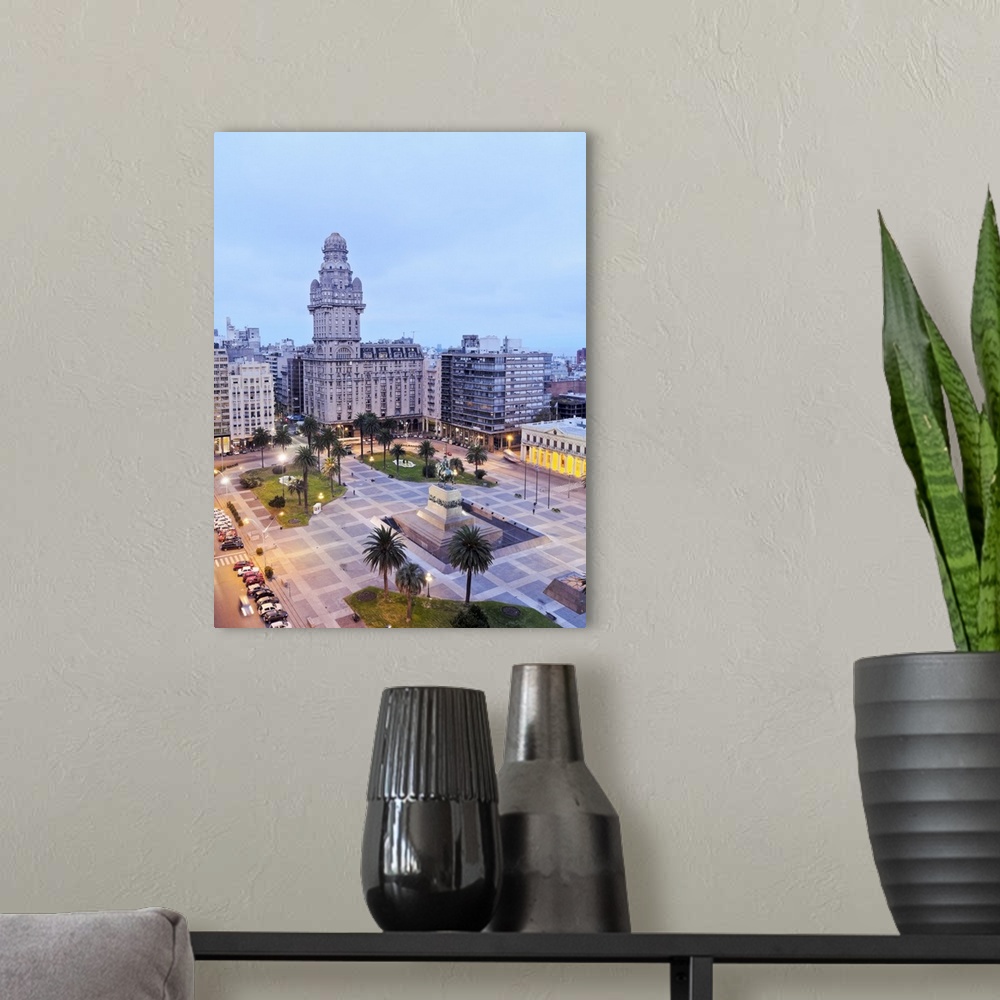 A modern room featuring Uruguay, Montevideo, Elevated view of the Independence Square.