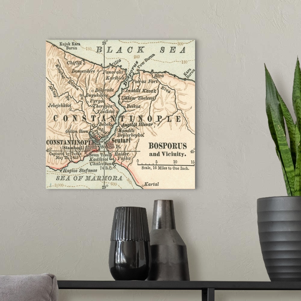 A modern room featuring Constantinople - Vintage Map