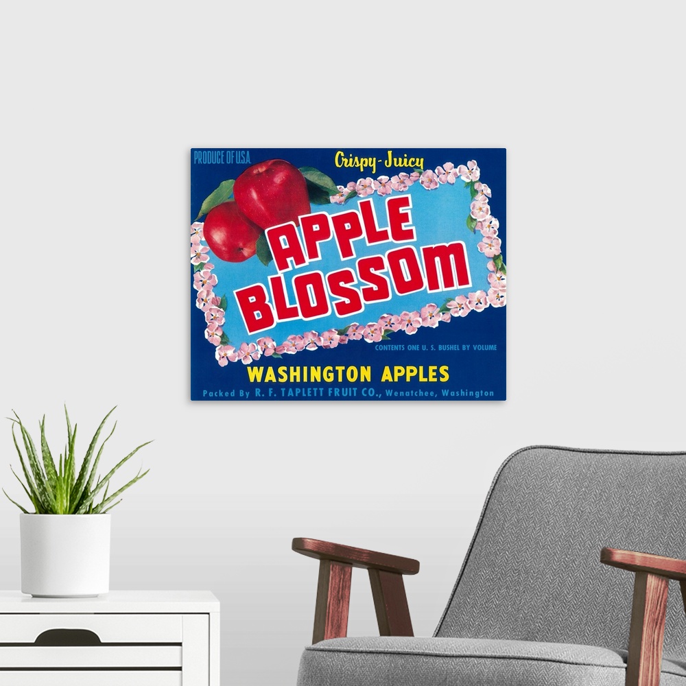 A modern room featuring Apple Blossom Apple Label, Wenatchee, WA