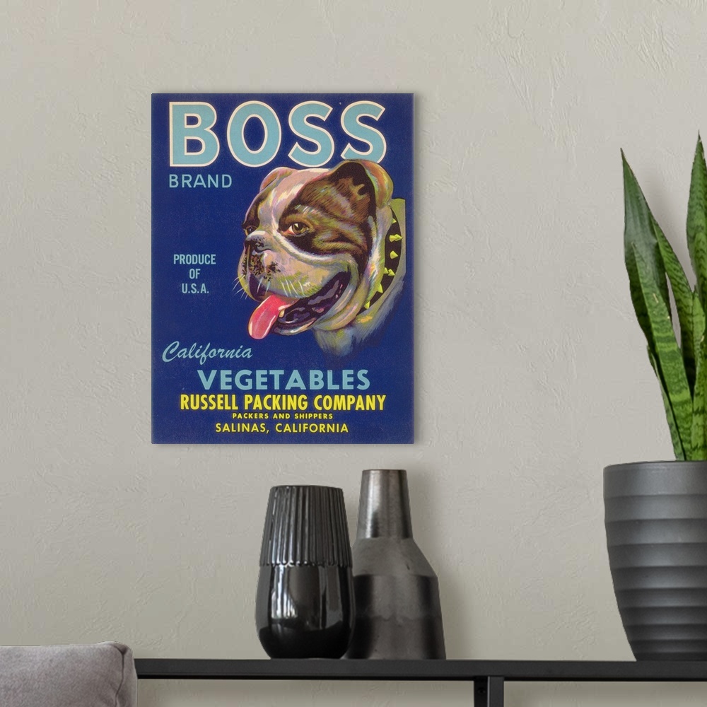 A modern room featuring Boss Vegetable Label, Salinas, CA