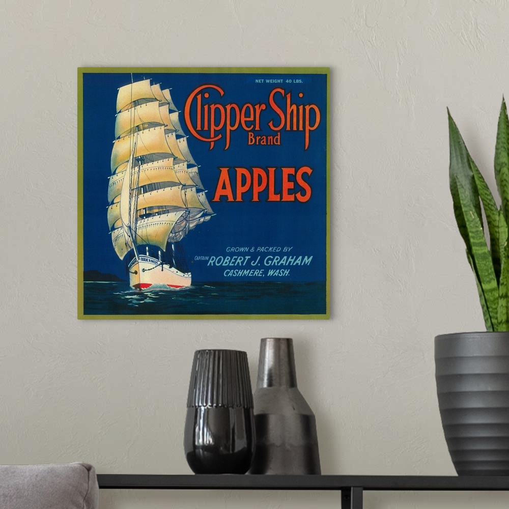 A modern room featuring Clipper Ship Apple Label, Cashmere, WA