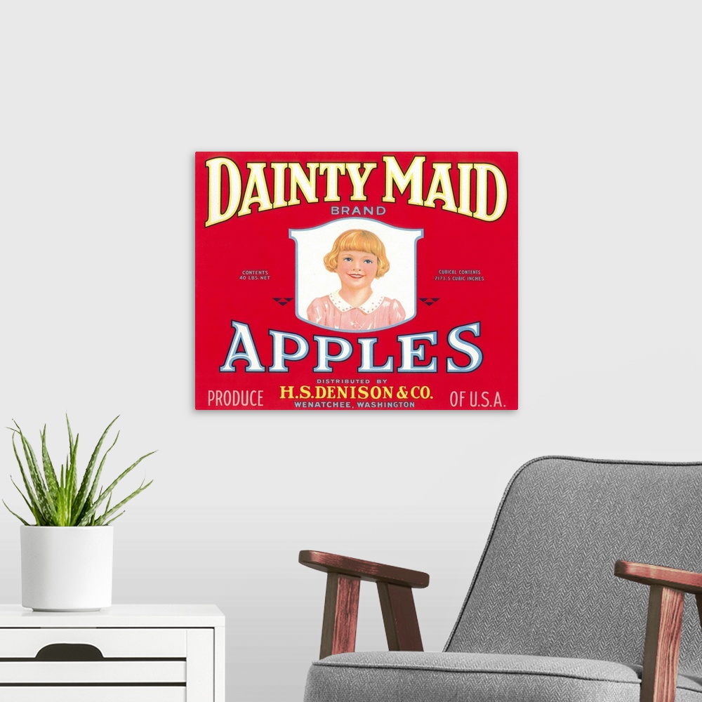 A modern room featuring Dainty Maid Apple Label, Wenatchee, WA