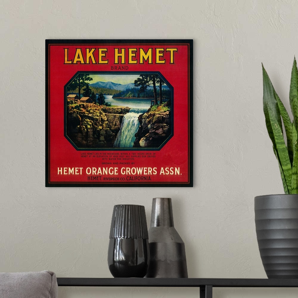 A modern room featuring Lake Hemet Orange Label, Hemet, CA
