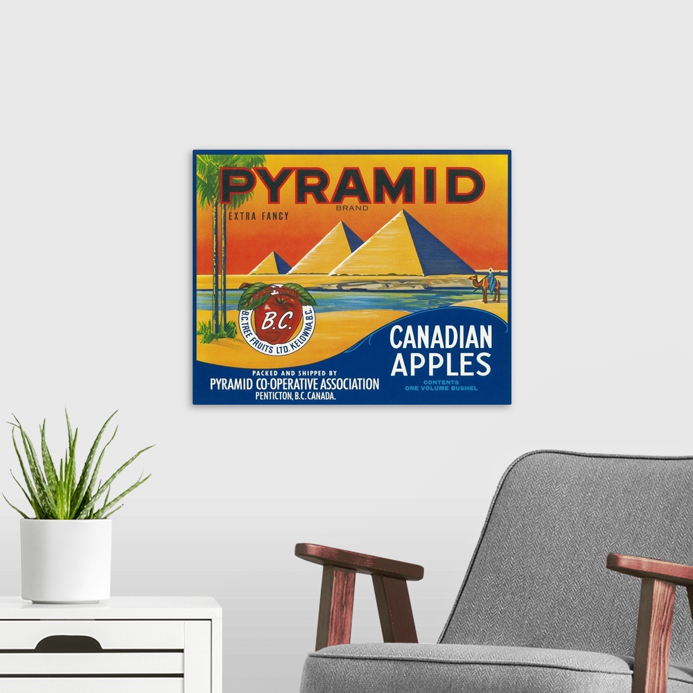A modern room featuring Pyramid Apple Label, Penticton, British Columbia, Canada