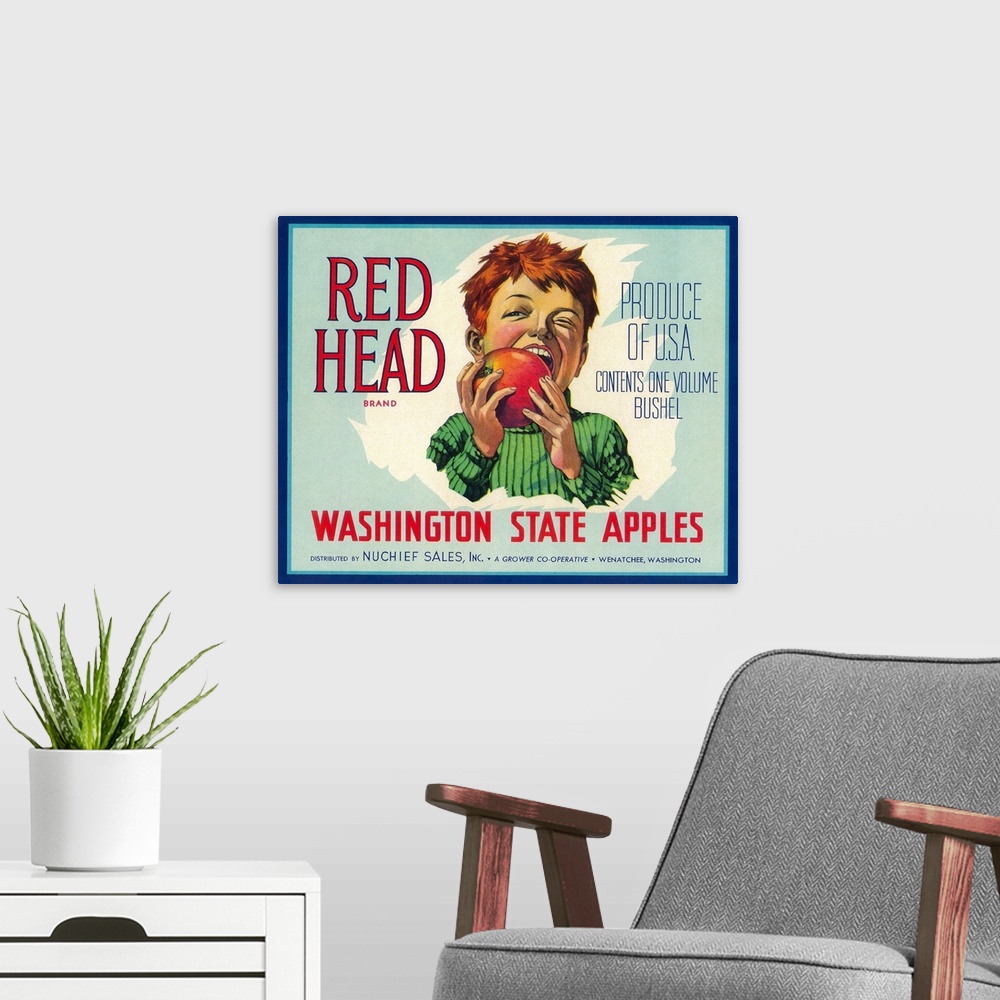 A modern room featuring Red Head Apple Label, Wenatchee, WA