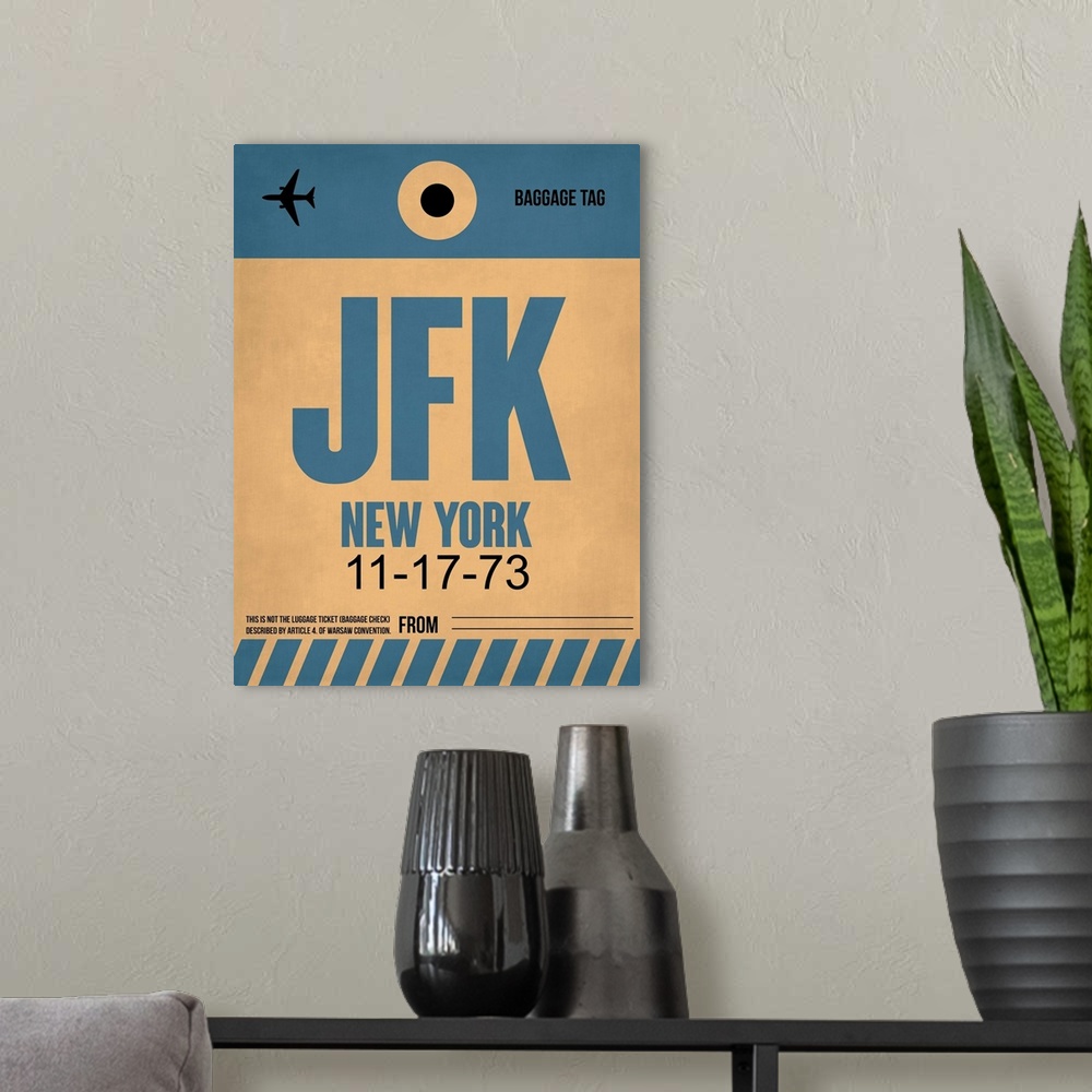 A modern room featuring JFK New York Luggage Tag II
