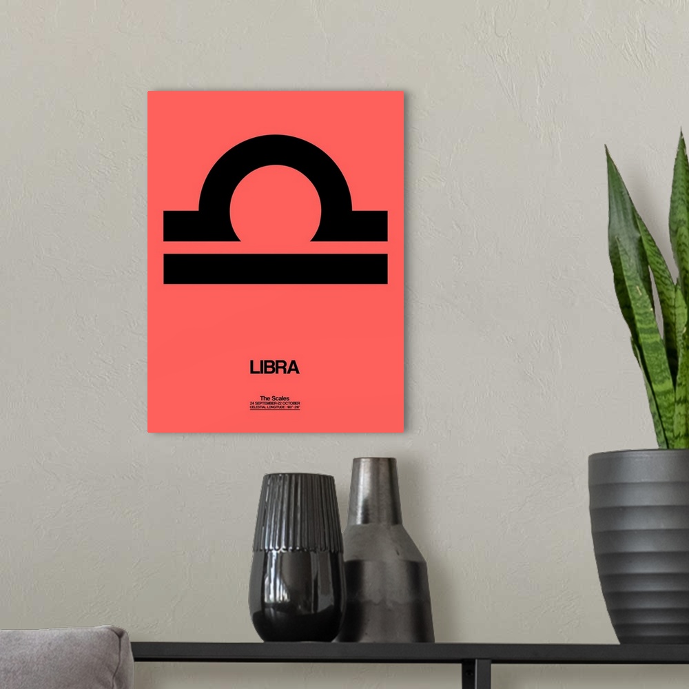 A modern room featuring Minimalist artwork of the astrological sign of Libra.