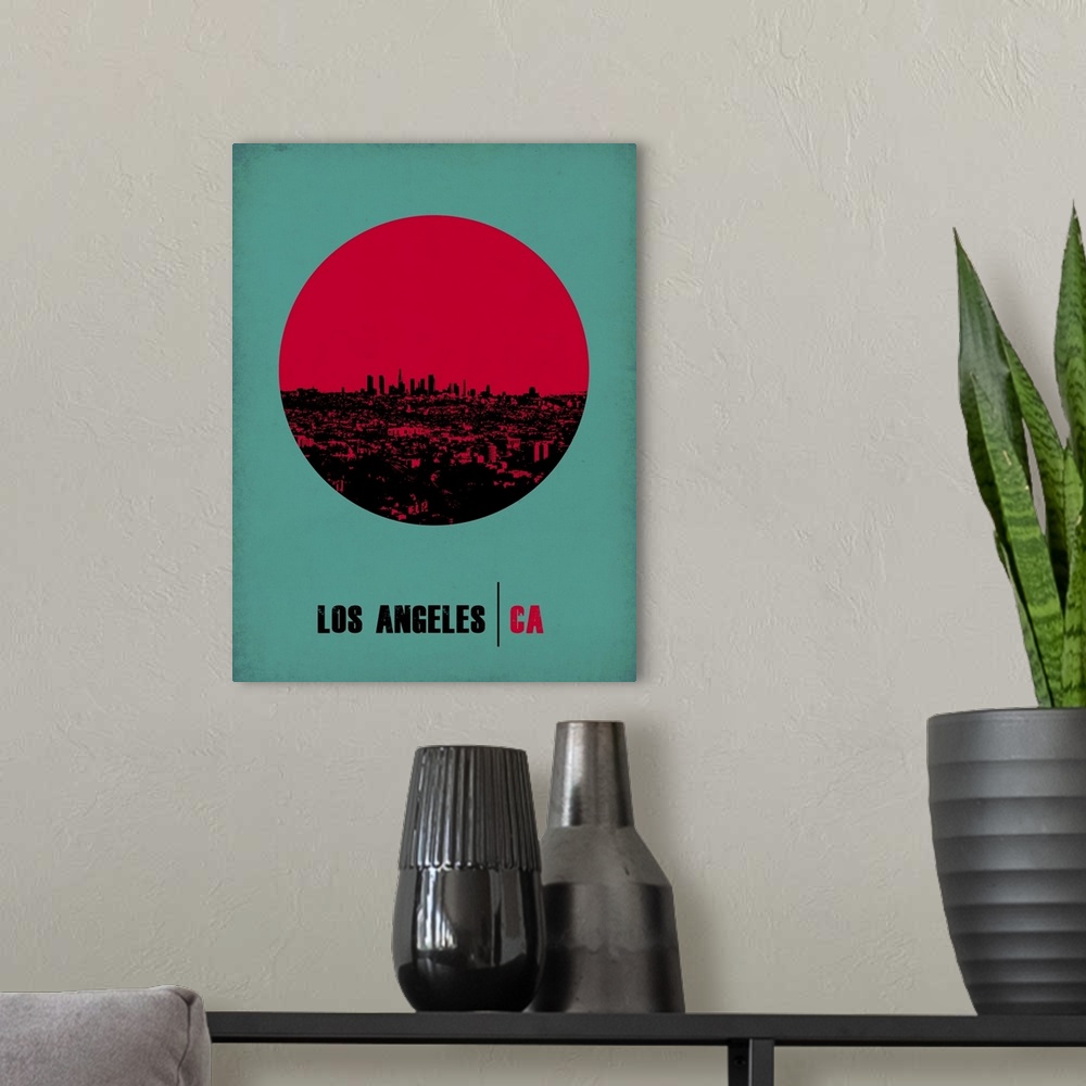 A modern room featuring Los Angeles Circle Poster I
