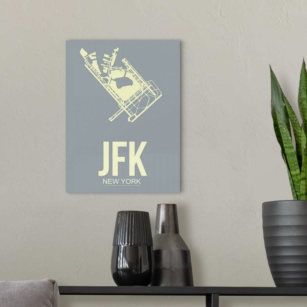 A modern room featuring Minimalist JFK New York Poster I