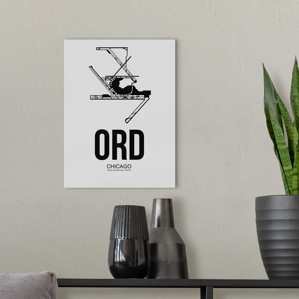 A modern room featuring Minimalist ORD Chicago Poster III
