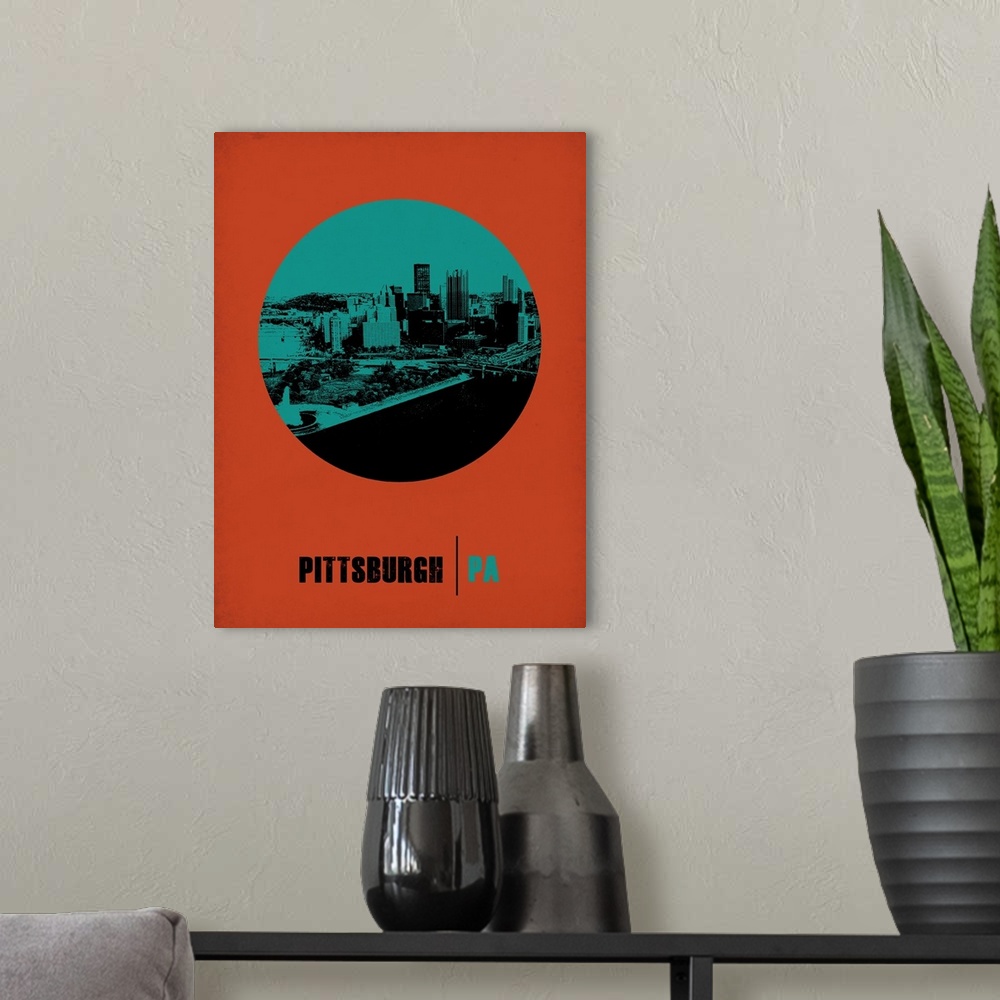 A modern room featuring Pittsburgh Circle Poster I