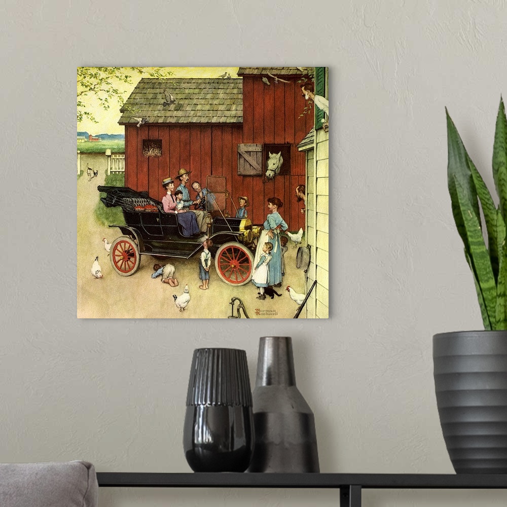 A modern room featuring The famous Model T was "boss of the road". Approved by the Norman Rockwell Family Agency.