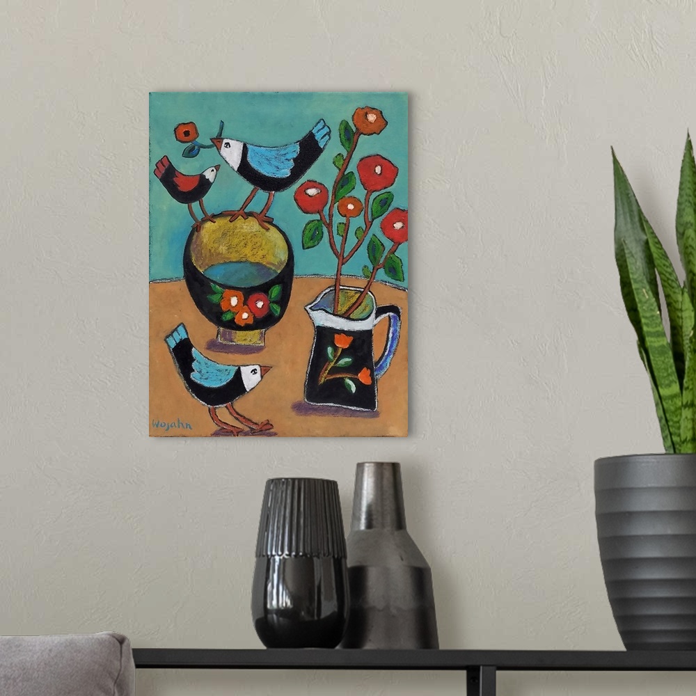 A modern room featuring A typical Wojahn, but done in Acrylic and Oil Pastel; a combination of Mediums Wojahn does not ty...