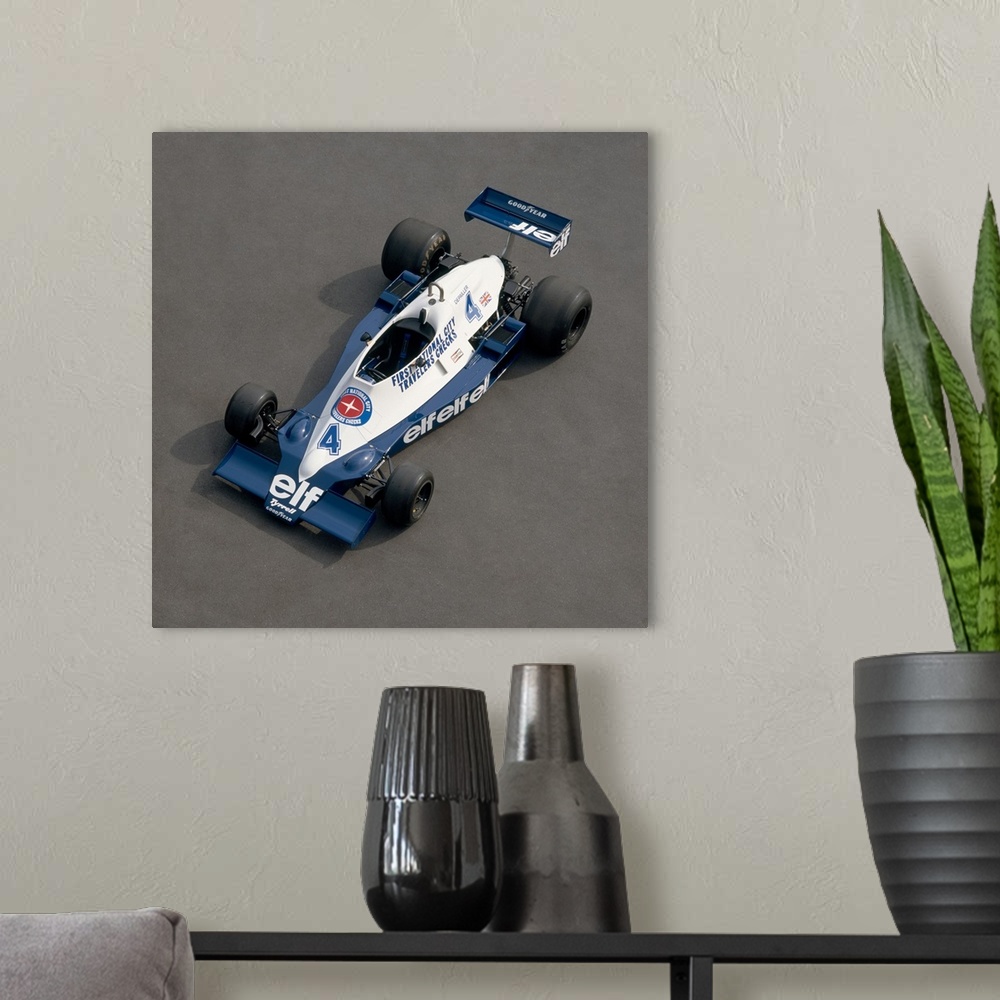 A modern room featuring 1978 Tyrrell-Cosworth 3.0 litre F1 single seat racing car. Driven by Patrick Depailler. Country o...