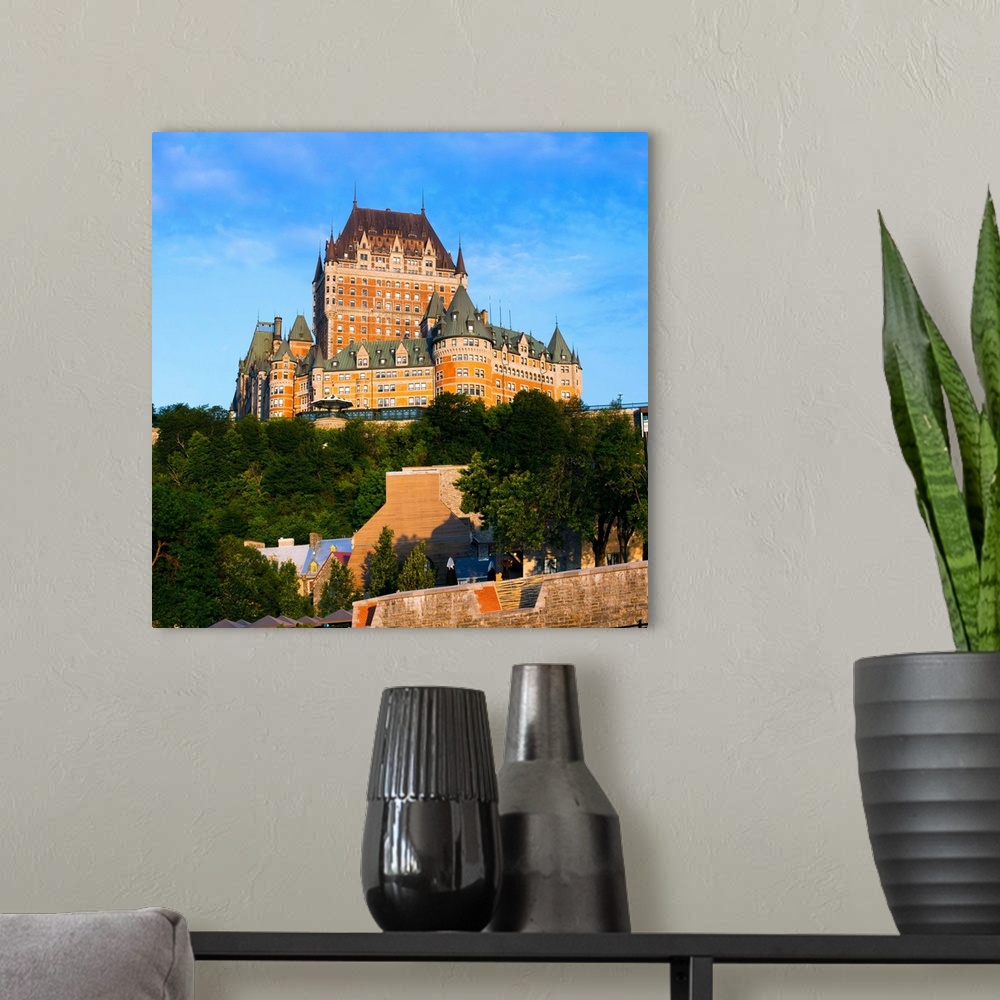 A modern room featuring Facade of Chateau Frontenac in Lower Town, Quebec City, Quebec, Canada