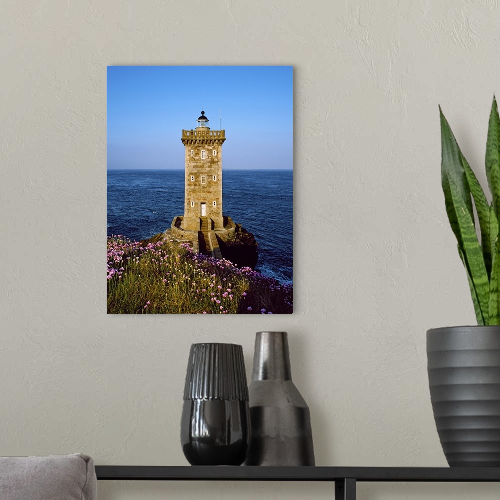 A modern room featuring Lighthouse at the coast, Kermorvan Lighthouse, Finistere, Brittany, France