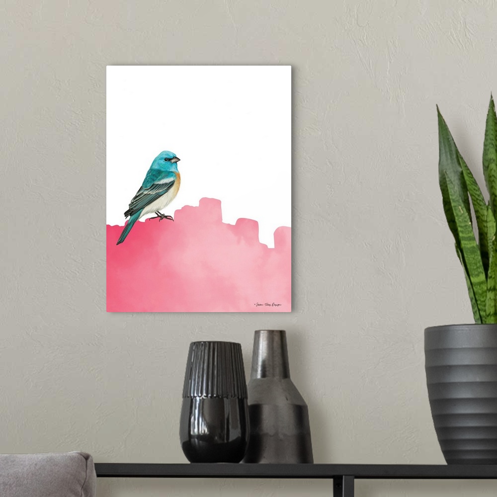 A modern room featuring Bird On Pink