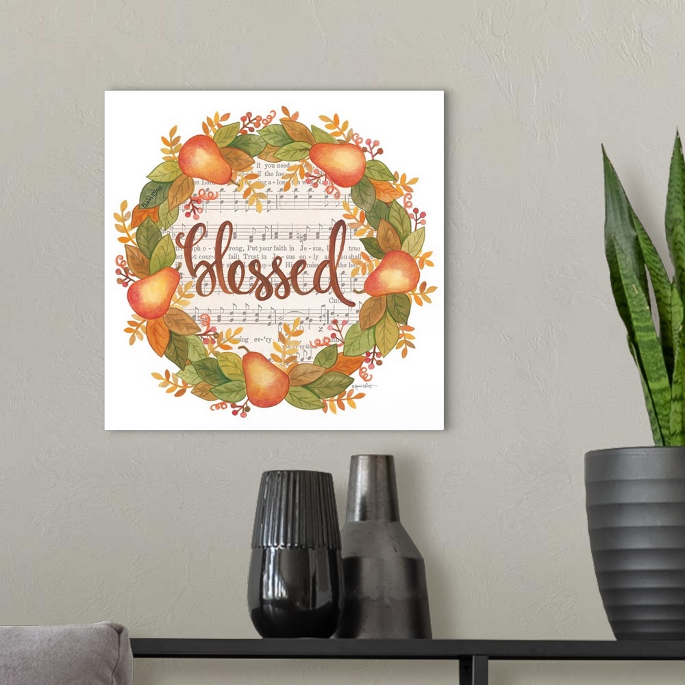 A modern room featuring Blessed Wreath