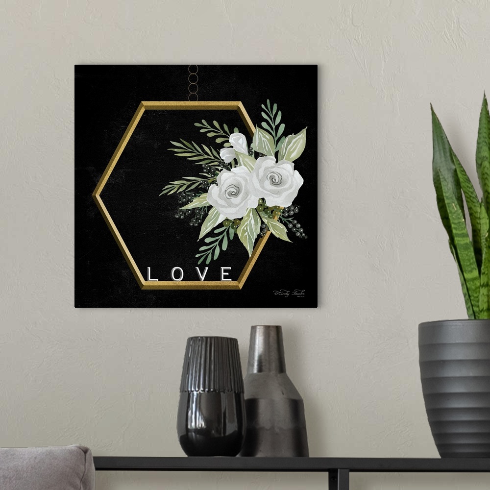 A modern room featuring Geometric Hexagon Muted Floral