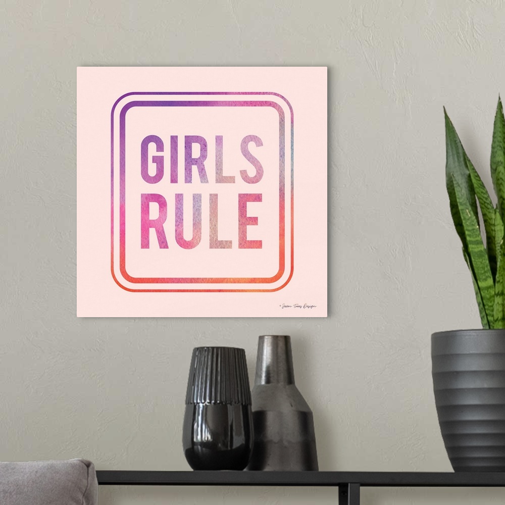 A modern room featuring Girls Rule