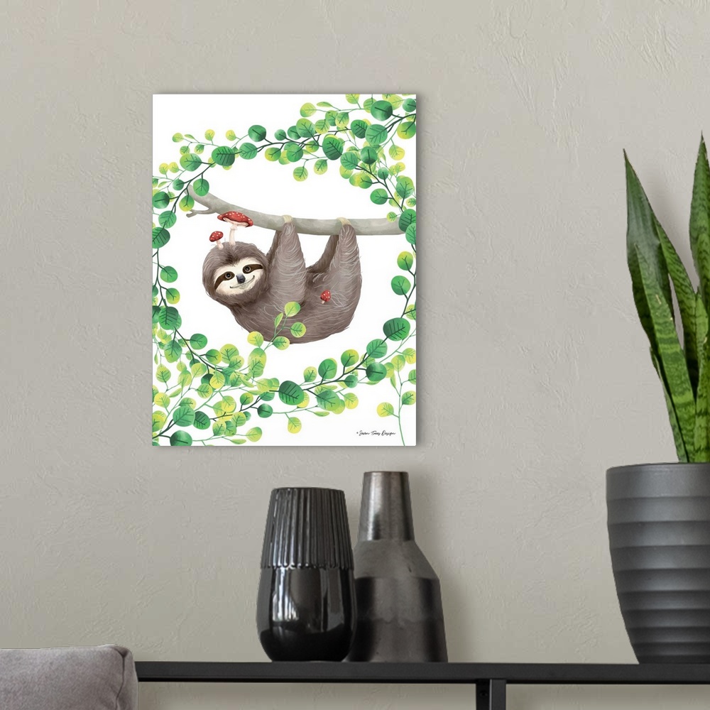 A modern room featuring Hanging Around Sloth I