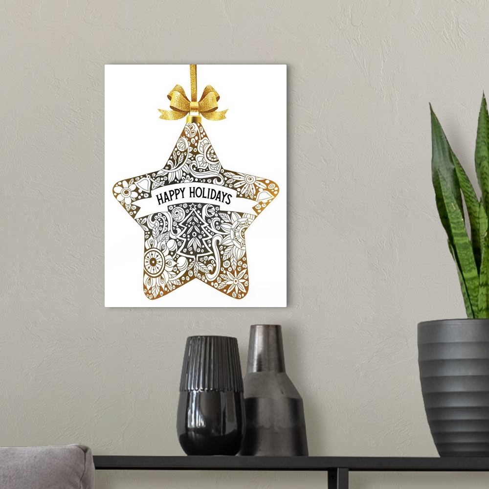 A modern room featuring Happy Holidays Ornament