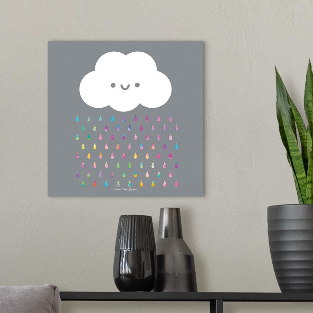 A modern room featuring Happy Rain