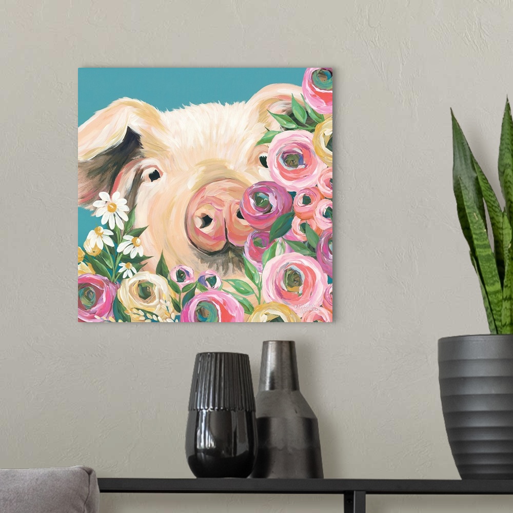 A modern room featuring Pig