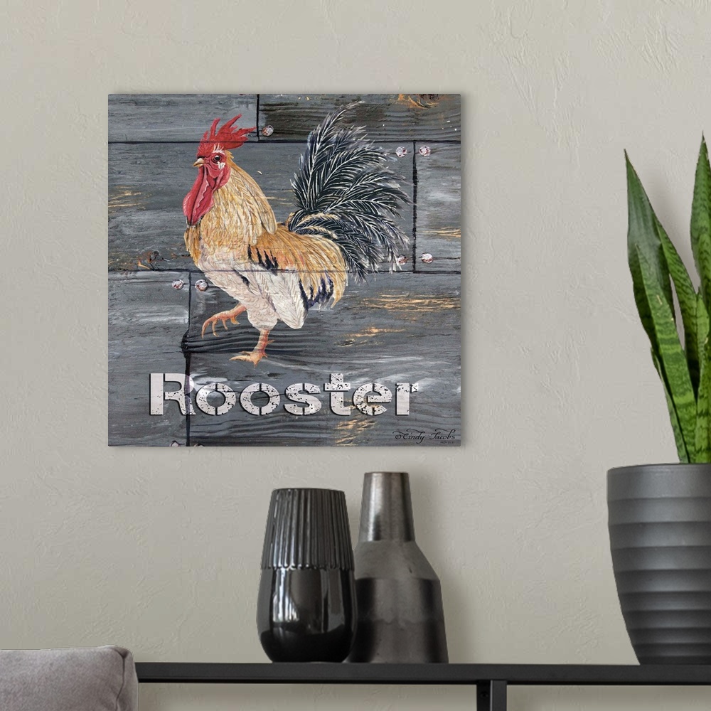 A modern room featuring Rooster
