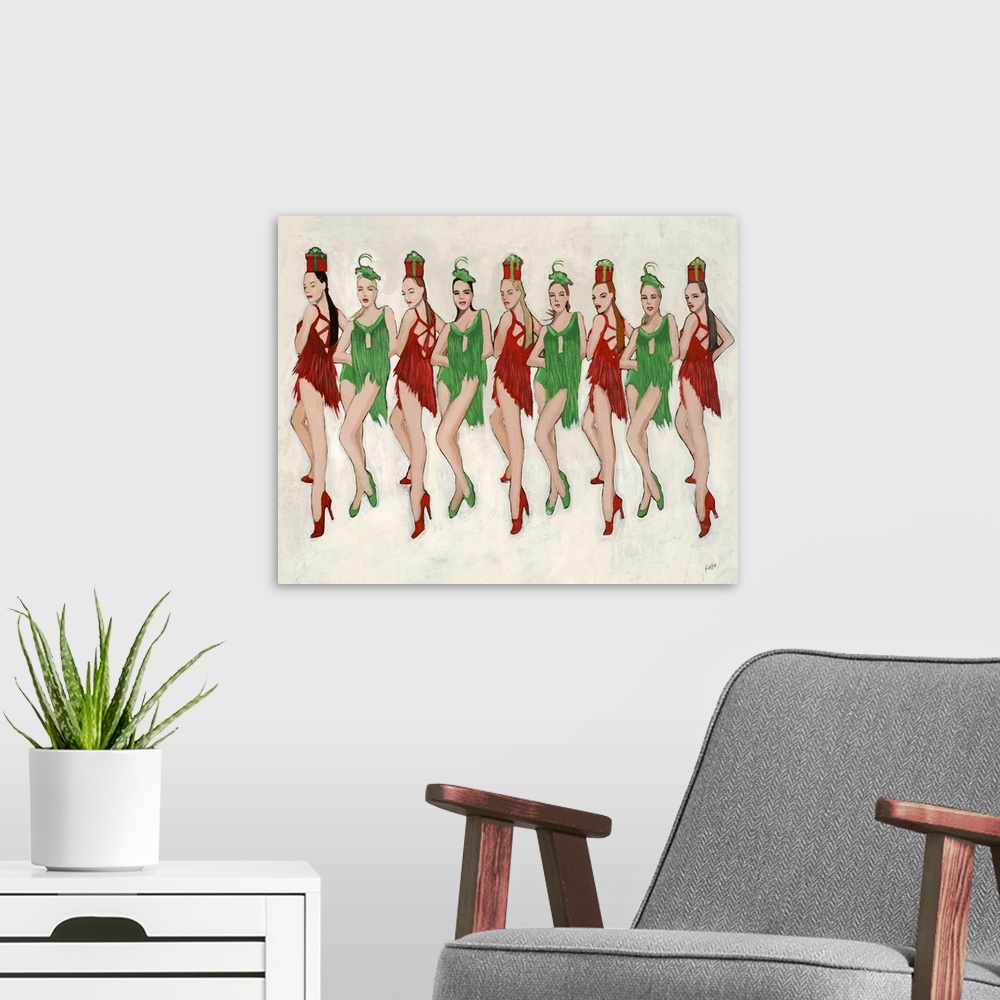 A modern room featuring Nine sultry dancers in fabulous Christmas outfits line up in this sophisticated interpretation of...