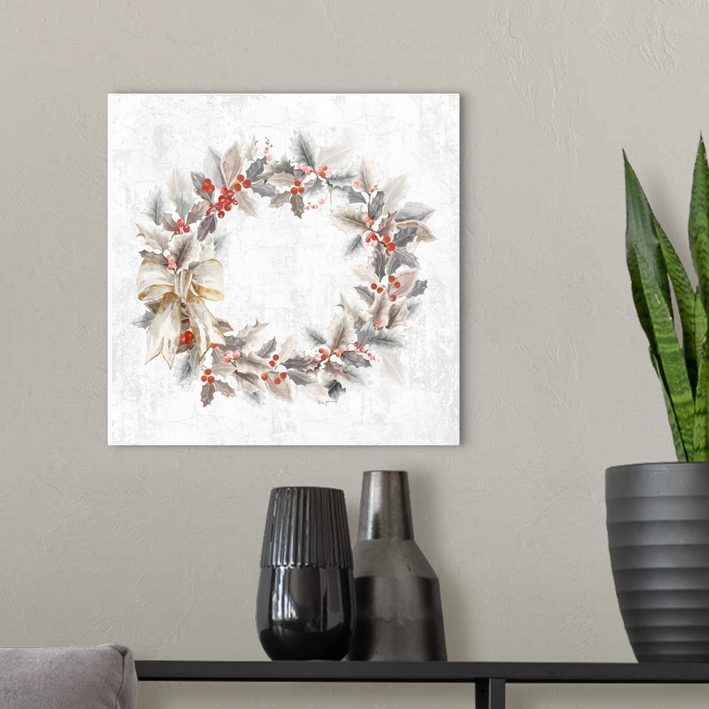 A modern room featuring Traditional Wreath