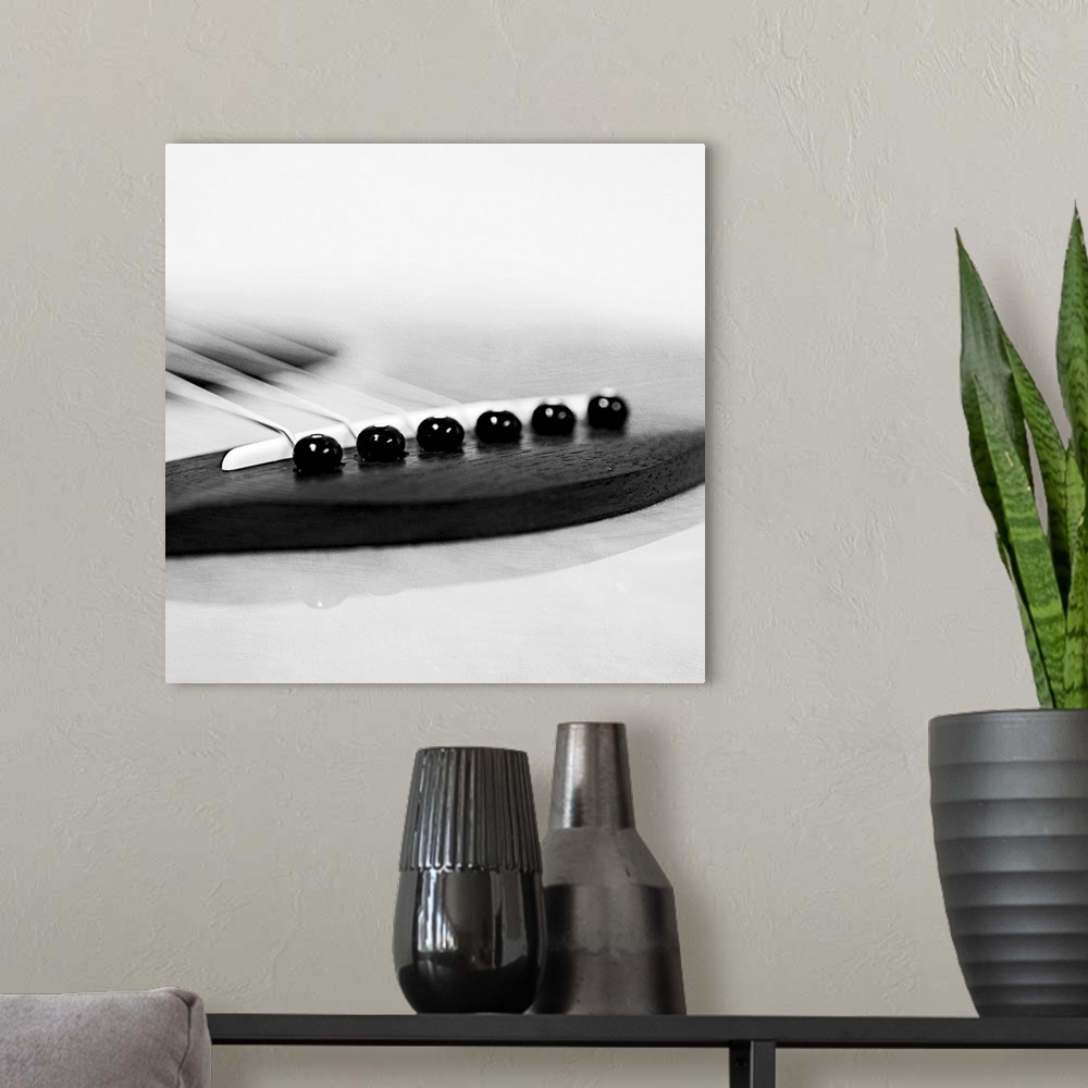 A modern room featuring Detail of a guitar in toned black
