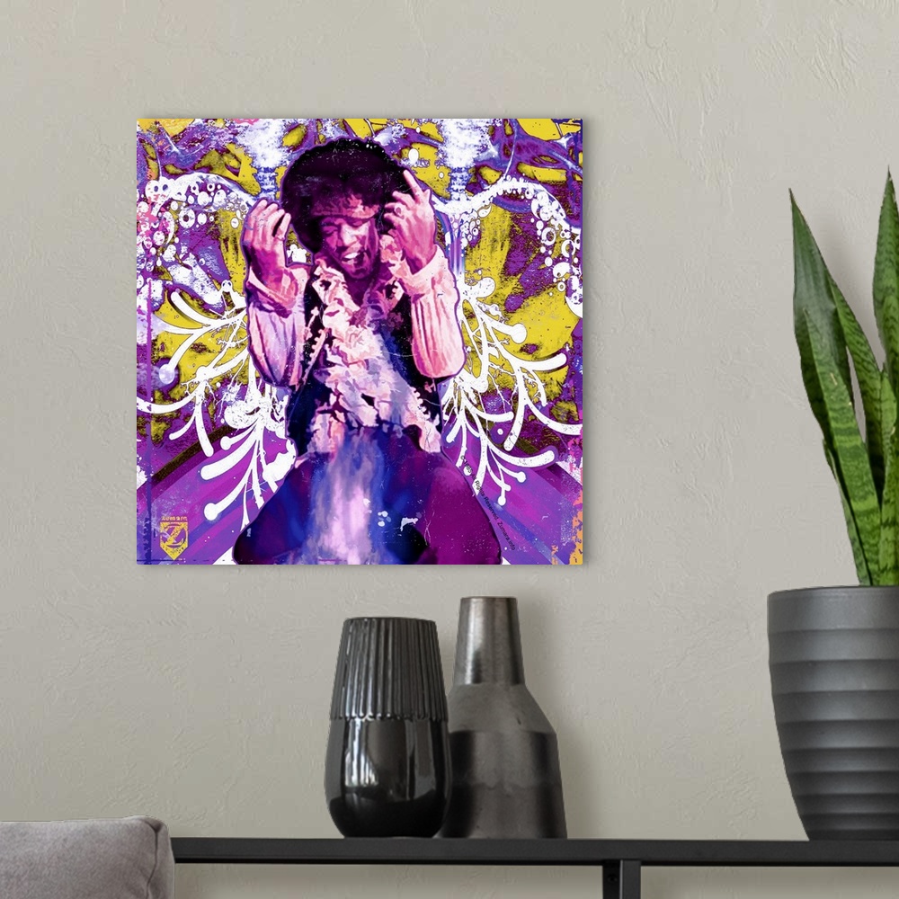 A modern room featuring Jimi Hendrix Mashup