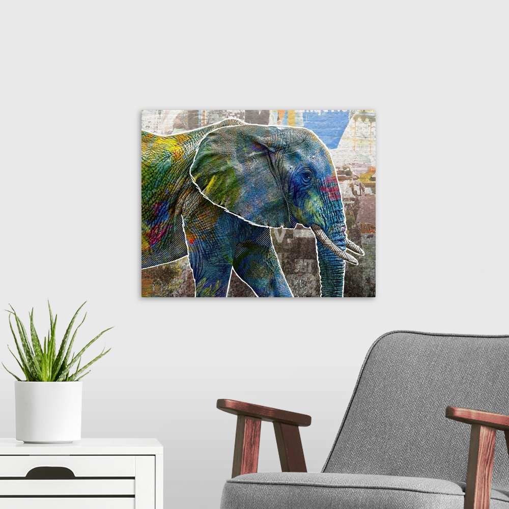 A modern room featuring Pop Art - Elephant