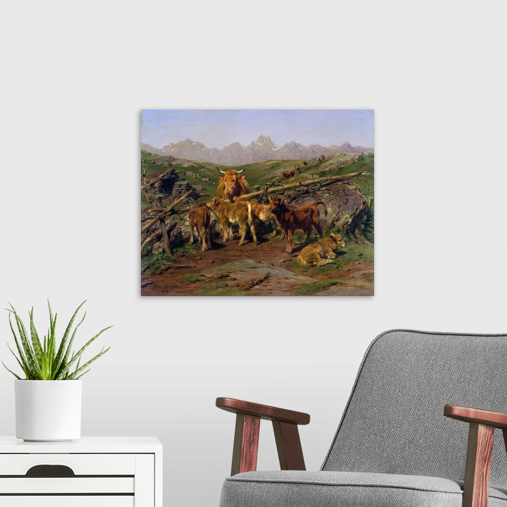 A modern room featuring The scene is probably located on one of the high pasturelands of the Pyrenees. Rosa Bonheur took ...