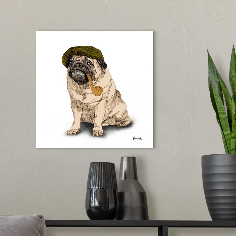 A modern room featuring Pugs in hats II
