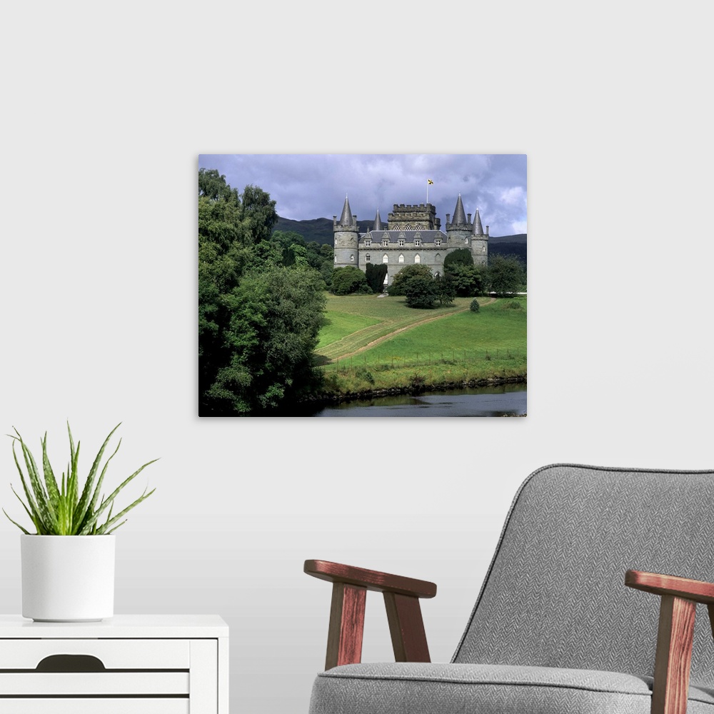 A modern room featuring Inveraray Castle and River Aray, Argyll, Scotland, United Kingdom, Europe