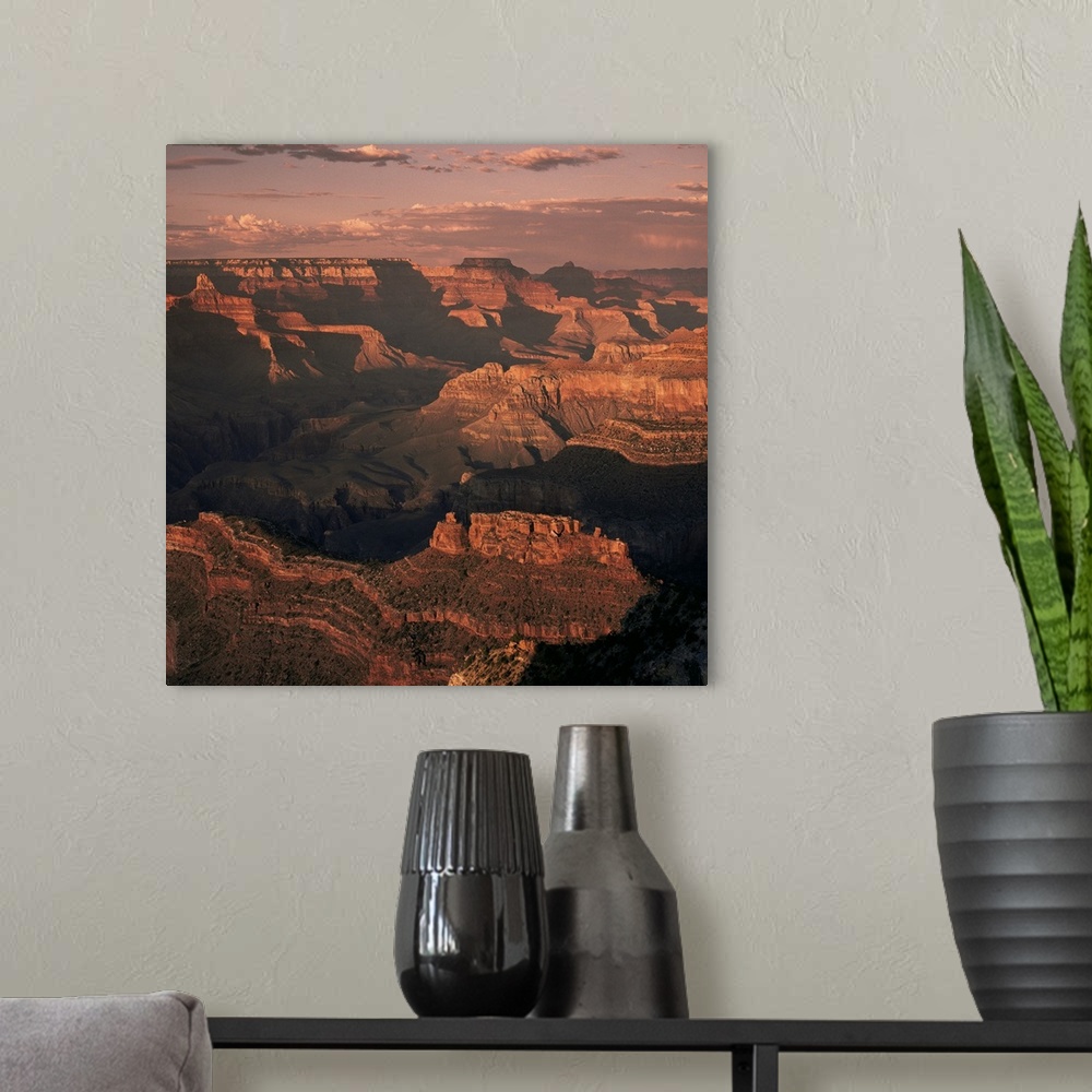 A modern room featuring The Grand Canyon at sunset from the South Rim, Arizona