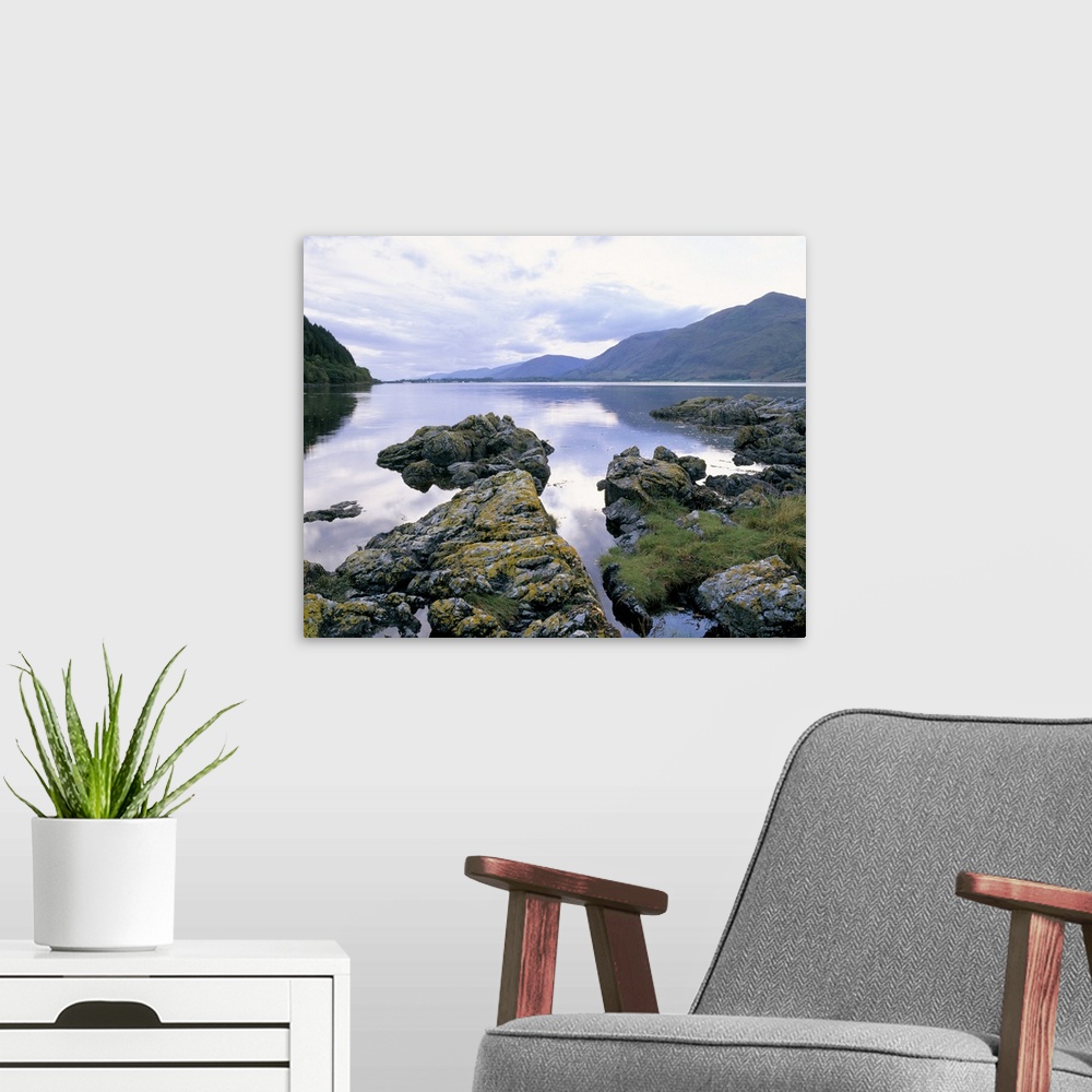 A modern room featuring View along Loch Linnhe towards Corran, near Fort William, Highland region, Scotland