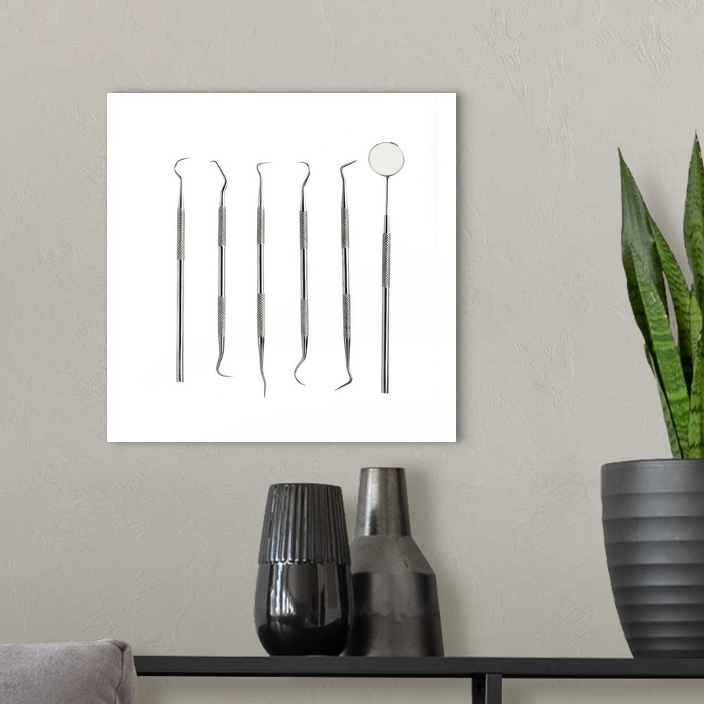 A modern room featuring Dental instruments.