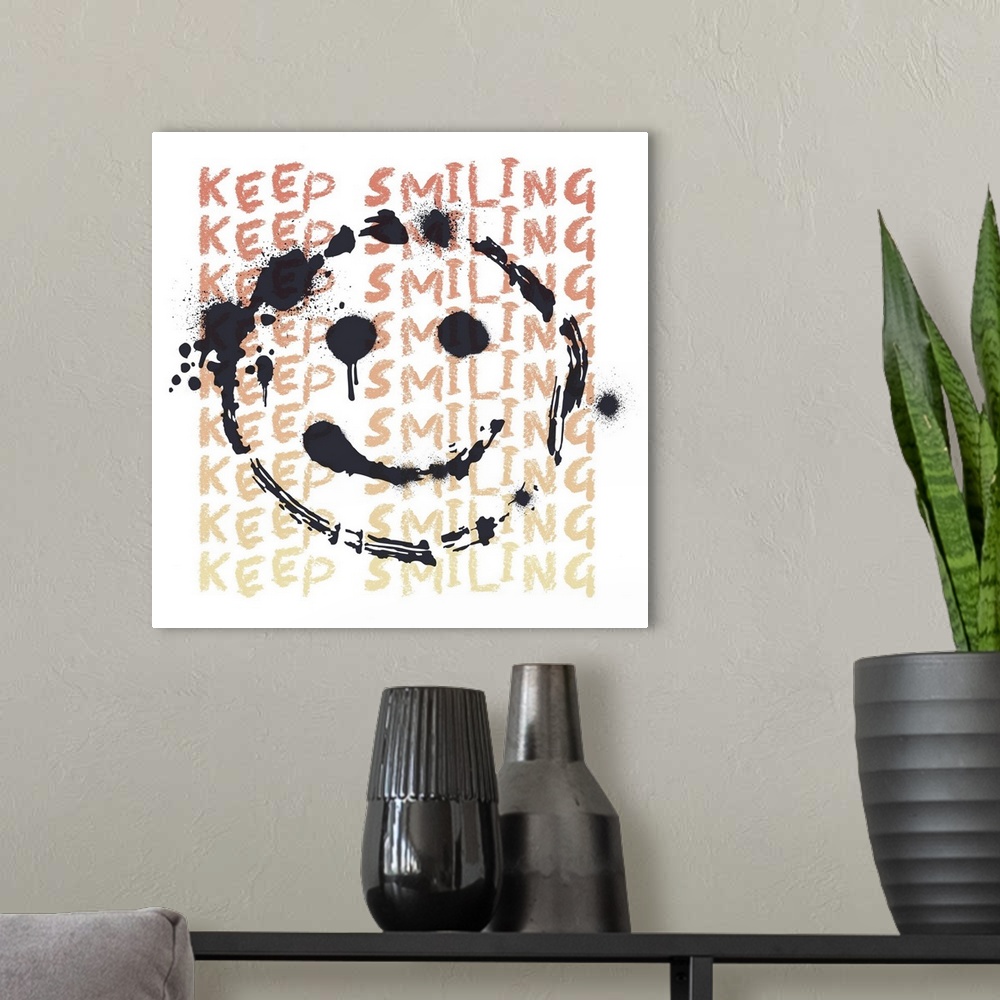A modern room featuring Keep Smiling