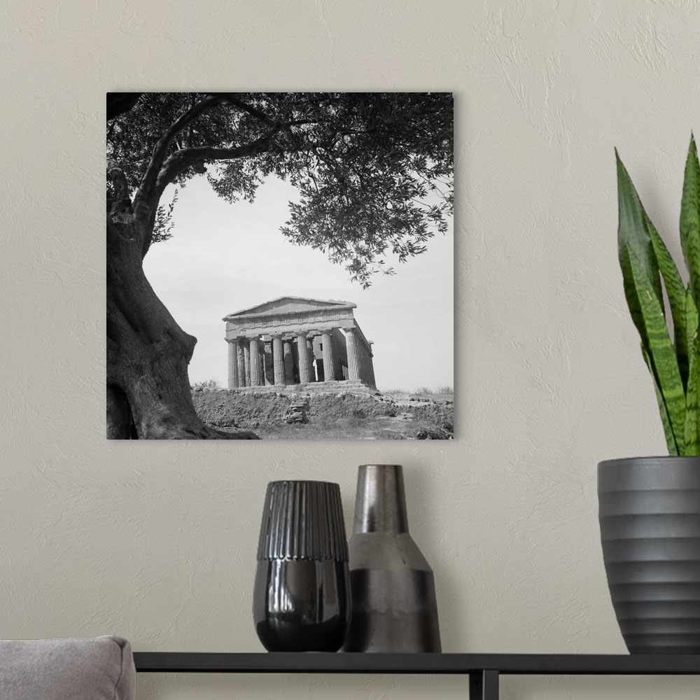 A modern room featuring September 1943 - Agrigento, Sicily. An ancient Greek temple still stands after war passed it by.