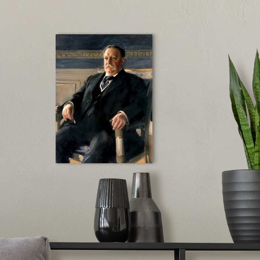A modern room featuring American history painting of President William Howard Taft.