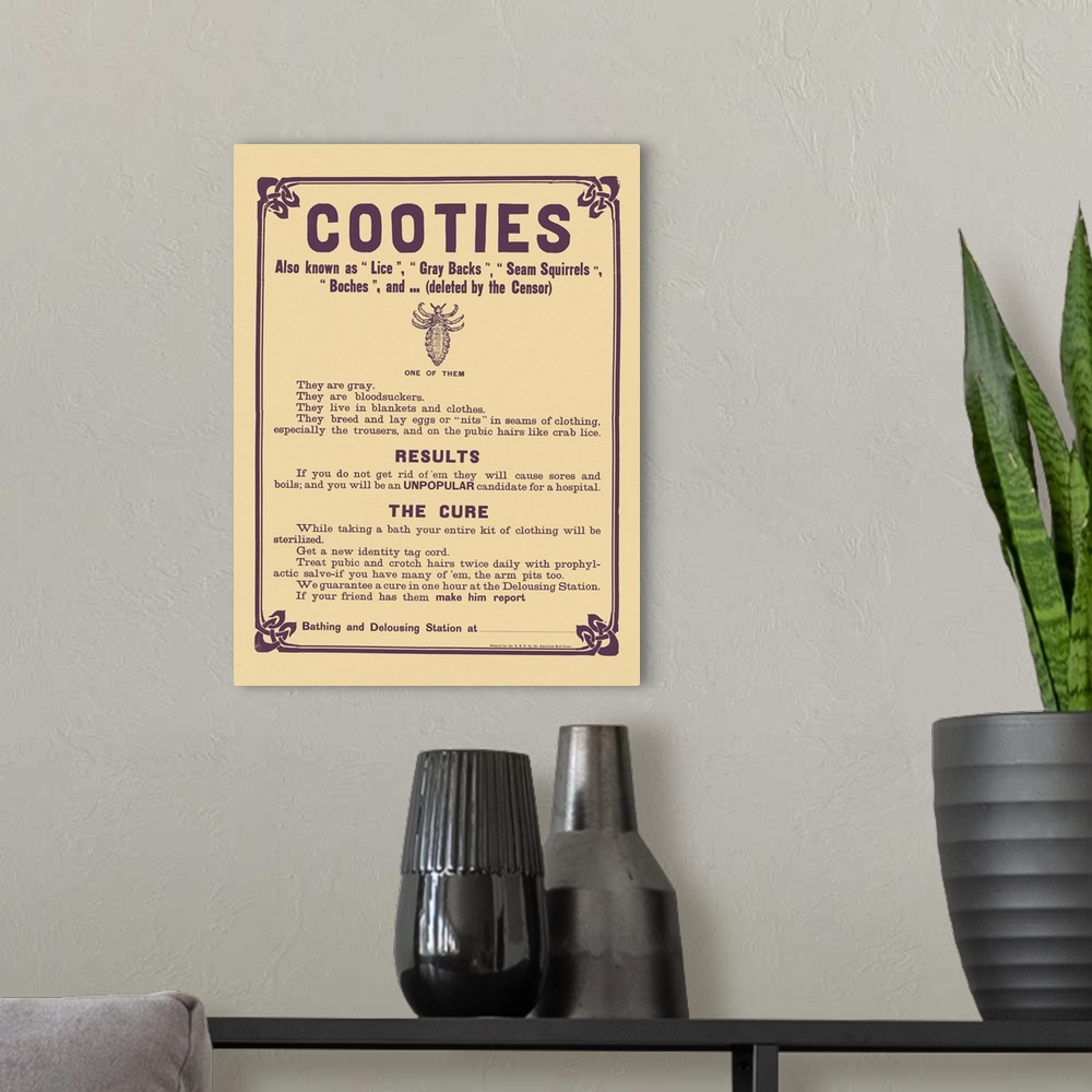 A modern room featuring American history poster shows a message creating awareness about the existence cooties.