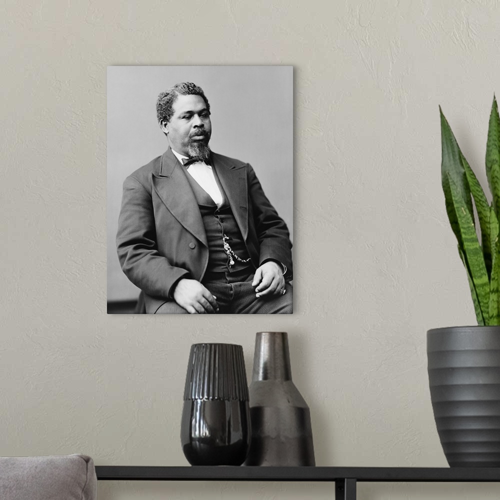 A modern room featuring Portrait of Robert Smalls, an enslaved African American who escaped to freedom.